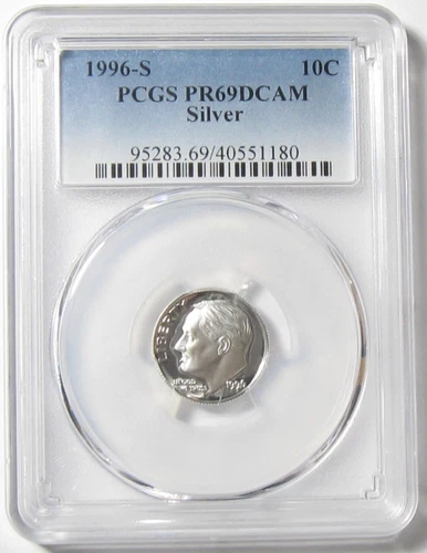 1996-S SILVER Proof Roosevelt Dime - PCGS PR69DCAM - #11074