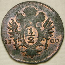AUSTRIA 1/2 Kreuzer 1800 F - Copper - Franz II. - XF+ - 676 *