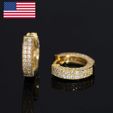 Moissanite VVS Real 14k Gold  925 Silver Small Huggie Hoop Earrings Mens Ladies