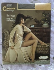 Vintage Sears Stockings Clingalon Thi Top Ultra Sheer Sandlefoot  Nude