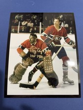 Montreal CANADIENS Tony ESPOSITO w/ Harris @ FORUM BROWN MASK Signed 8X10 a GEM!