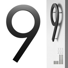 8 Inch Black House Number 9 for Outside   Modern Floating Address Numbers, Al...