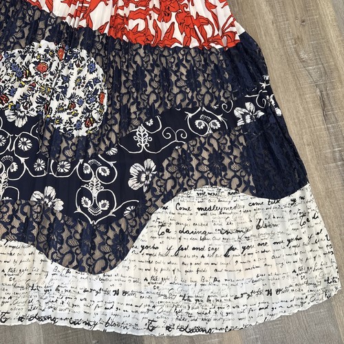 Anthropologie Maeve Isa Dress Women 16 Pleated Floral Midi Tank Mixed Print Lace - Picture 6 of 18
