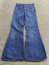 Vintage 70  s Levi  s 684 Orange Tab Bellbottom Flare Dark Denim Jeans Size 26x31