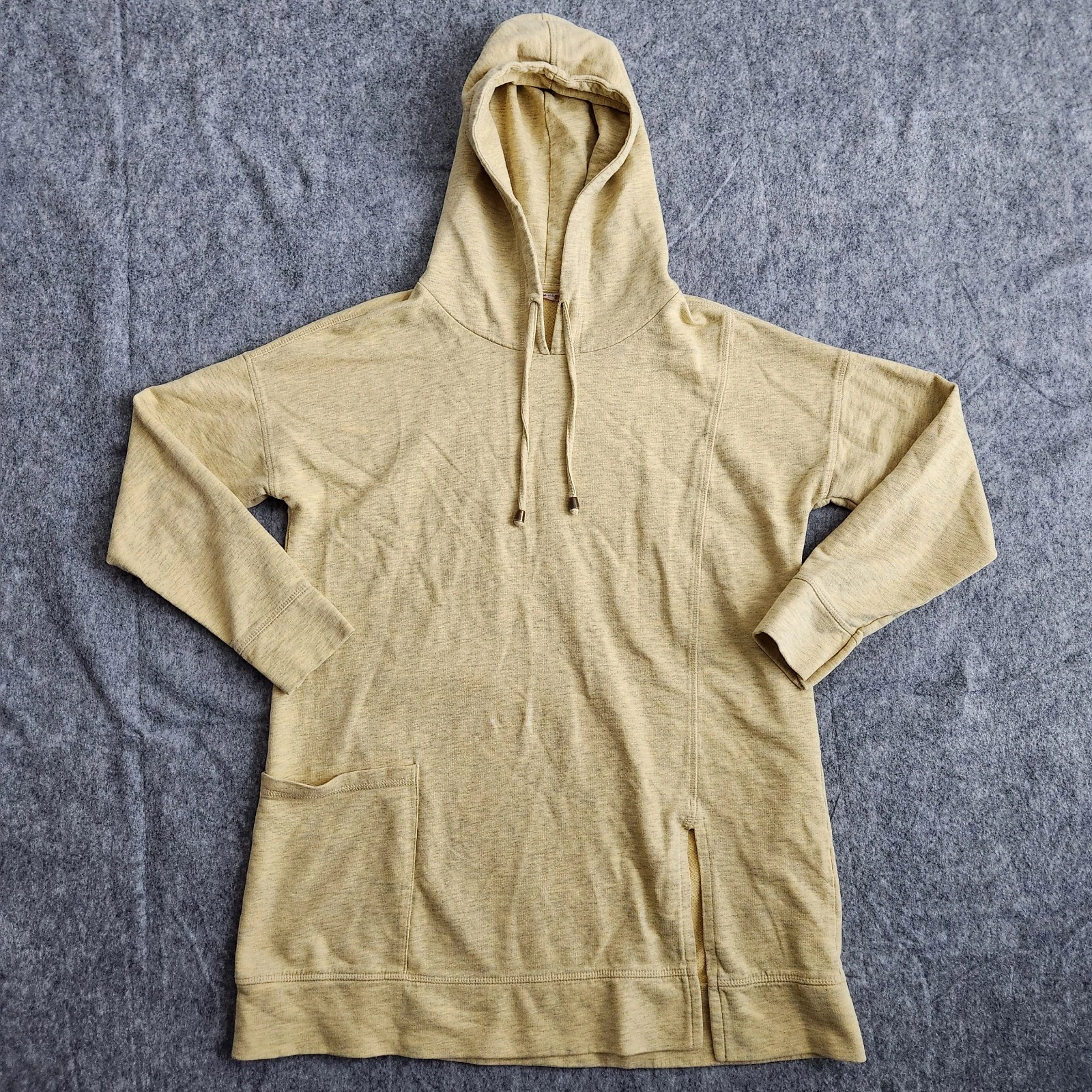 Soft Surroundings The Soho Hoodie Tunic Sweater Women's M Heather Yellow Pockets
