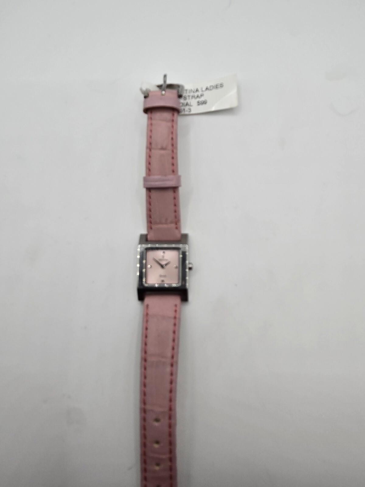 Festina Pink Ladies' Stainless Steel Silver Leather Watch