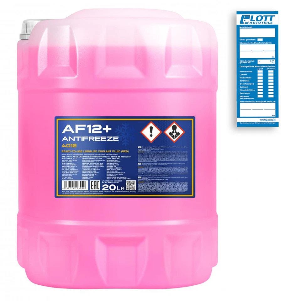 Mannol Antifreeze Kühlerfrostschutz 20L Rot G12+ AF12+ bis - 40°C für AUDI VW - Bild 1 von 4