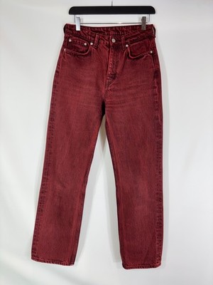WEEKDAY Voyage Rosewood Jeans Women's W27/L30 Red Zip fly Regular Fit