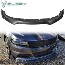 Fits 15-23 Dodge Charger IKON V3 Front Bumper Lip Spoiler Matte Black ABS 3PCS