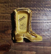 Vintage 1960s Texas The Lone Star State Cowboy Boot Ceramic Ashtray