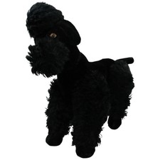 Vintage Großer Pudel mit beweglichen Gliedern & Kopf, schwarz Kuscheltier 35cm G