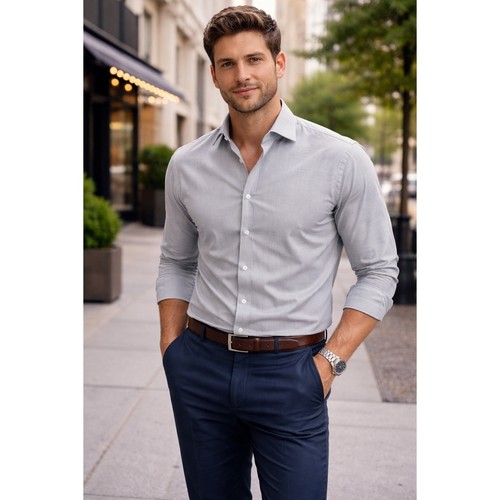 Calvin Klein Steel+ Regular Fit Shirt Mens 2XL Gray Button Down Stretch Preppy