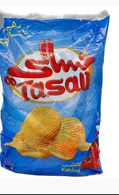 Chips with Catchup 42 bags x 12gr HALAL Tasali شيبس تساي مع كاتشاب