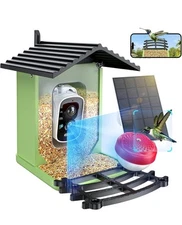 Smart Bird Feeder with 2K HD Camera Solar Powered AI Bird Identifier Audio/Video
