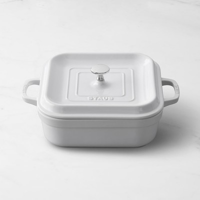 Staub Stoneware Square 9 1/2'' Covered Baker 3.2-Qt. White Baking Dish