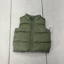 Old Navy Vest Infant 3-6 Months Sage Green Puffer Water-Resistant Zip Insulated