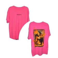 NWT Pleasures Mens Mona Lisa Burn Again Flames Graphic Pink T Shirt Unisex XL