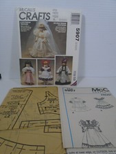 McCalls Crafts 5907 13/14"  16" Dolls Victorian Wardrobe Inc Wedding Dress