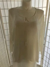 Women's Collection Etc XL Classic White Lacy Sheer Summer Blouse 