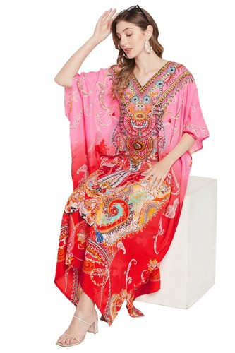 Women Kaftan Plus Size Long Maxi Dress Beach Cover Up Evening Gown Kimono Caftan - Picture 176 of 307