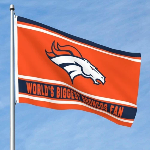 World's Biggest Denver Broncos Fan Club Flag Banner Decorative Flags | Home Docor | Outdoor Flag | American Football Gift