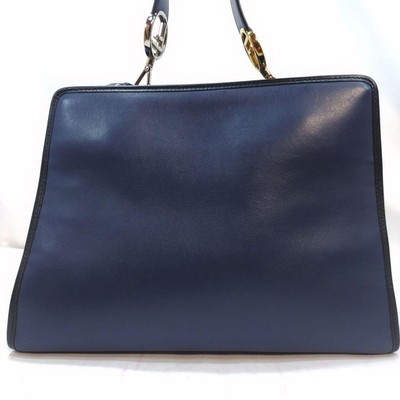 Fendi Runaway Handbag 2-Way Shoulder Bag Leather Navy Blue 