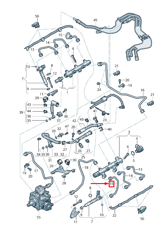 Tuyau de pression pour rampe d'injection Audi A4 B9 059130241Et