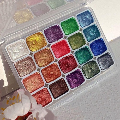 Lot de 20 pigments peinture aquarelle couleur peinture nacrée non toxique~ . - Photo 4/14