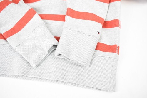 Sudadera Tommy Hilfiger Para Hombre M Gris Rojo Rayas Cuello Redondo Con Logo - Imagen 5 de 6