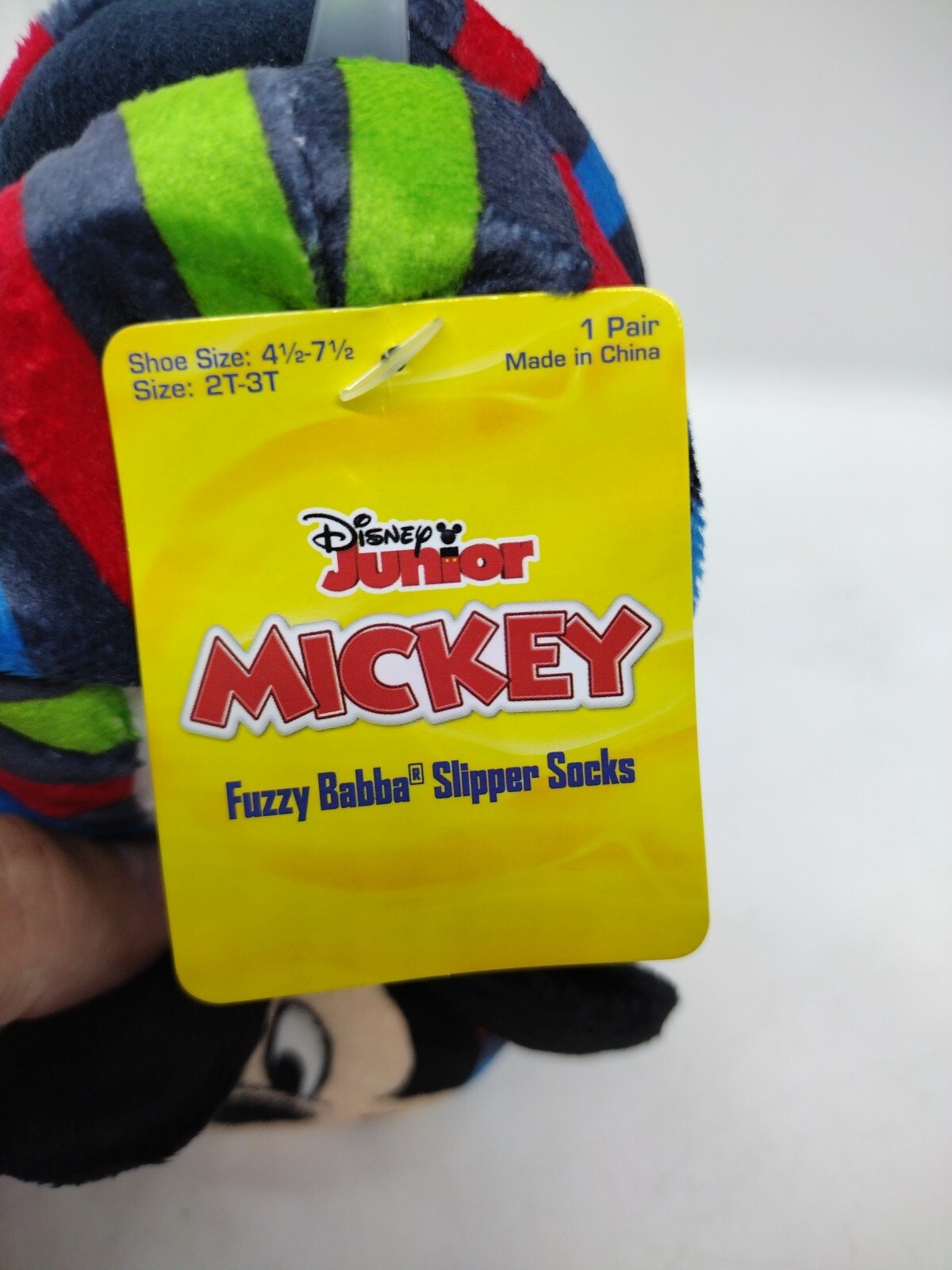 DISNEY JR FUZZY BABBA SLIPPER SOCKS SIZE 2T-3T MICKEY MOUSE Size 4 1/2 ...