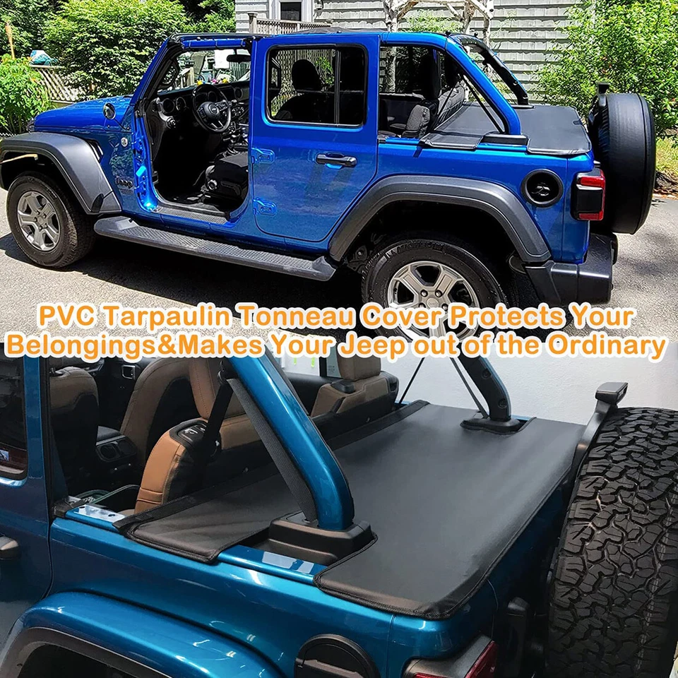 Cargo Cover Tonneau Cover Fit for 2018-2022 Jeep Wrangler JL Unlimited 4-Door - Foto 4 de 4