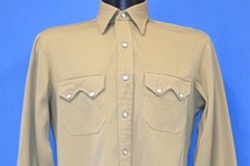 vintage 40s CALIFORNIA RANCHWEAR BEIGE SOLID WESTERN PEARL SNAP COWBOY SHIRT M