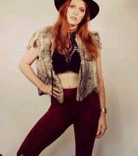 Rare Vintage Boho Rabbit Fur Vest Festival Coachella Party Grunge Rockchick Soft