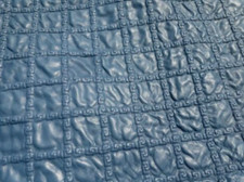 Lambskin Leather Hide Navy Blue 3D Quilted Greek Key Design Cotton Batting back