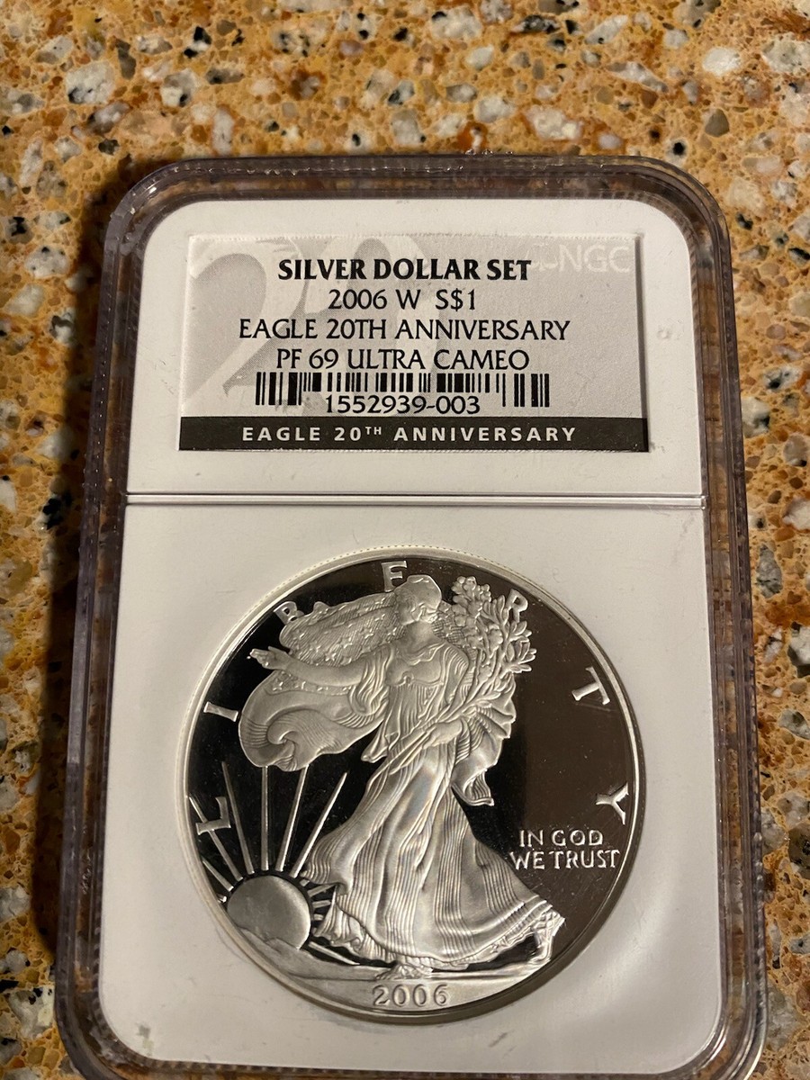 2006 Silver Eagle 20th Anniversary 3 Coin Set NGC Black Label
