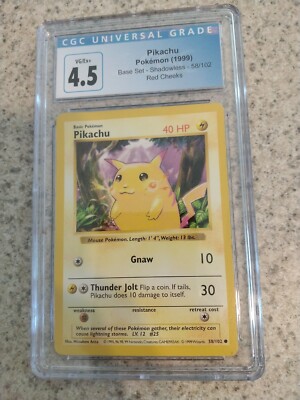 Pikachu Red Cheeks Error, Shadowless Base Set 58/102 1999