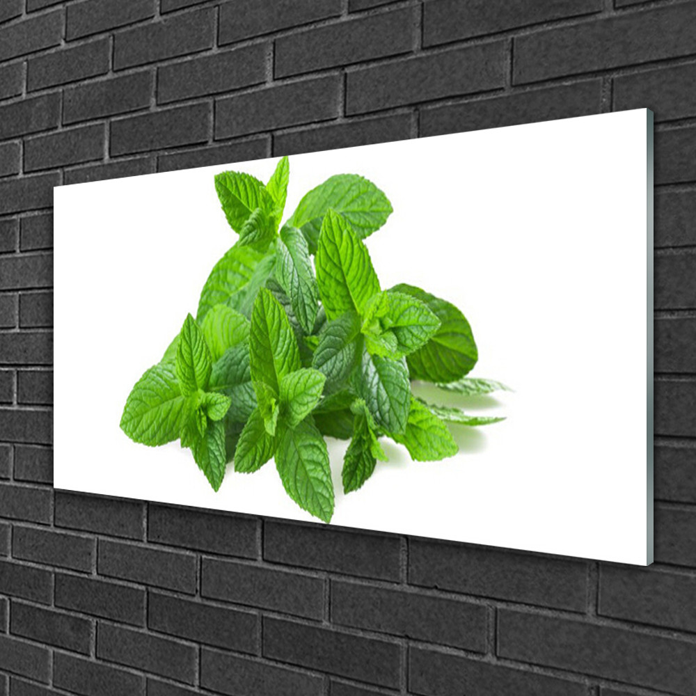 Tableau sur verre Floral Menthe 100x50 cm idéal pour un salon moderne