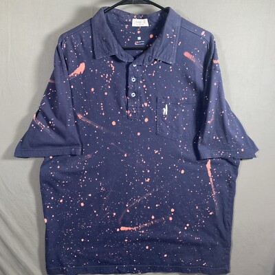 Johnnie-O Shirt Adult Extra Black Bleach Pattern Short Sleeve Mens 1191
