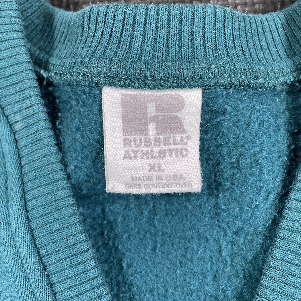 Vintage 90s Russell Athletic Long V Neck Sweatshirt Mens XL