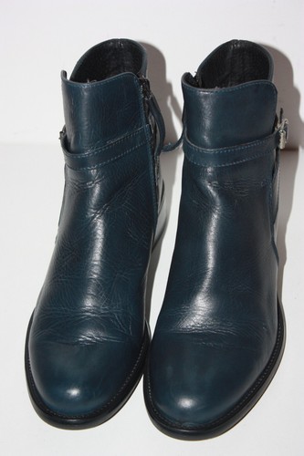 ELIZABETH STUART Bottines Boots Cuir Lanières Bleu Pétrole Comme Neuves T 36 - Imagen 4 de 8
