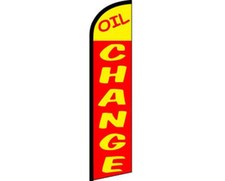 Oil Change Yellow / Red Windless Banner Advertising Marketing Flag