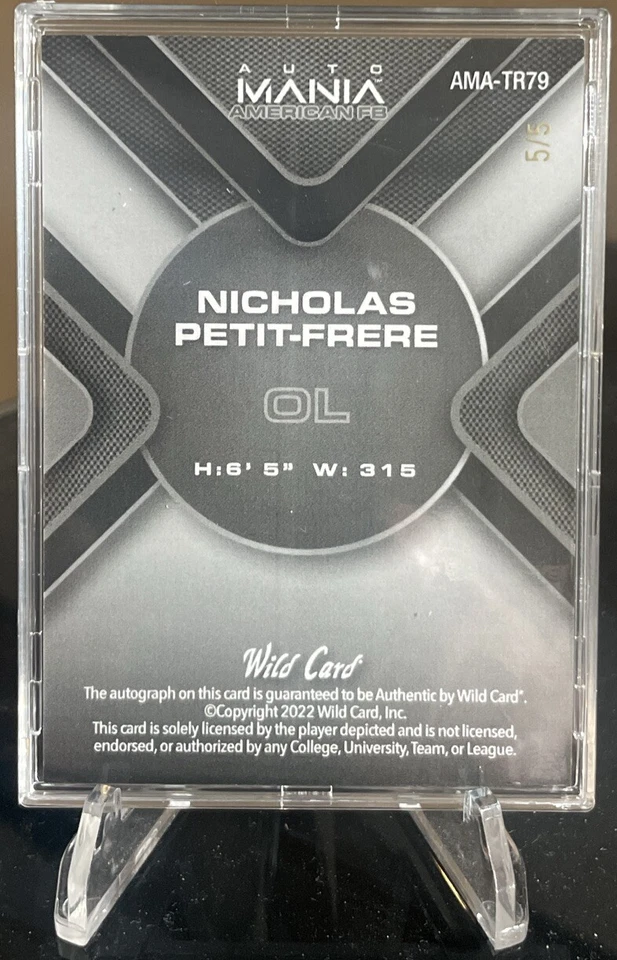 2022 Wild Card Auto Mania - Red USA- Nicholas Petit-Frere- Titans - OSU 5/5 - Image 2 of 2