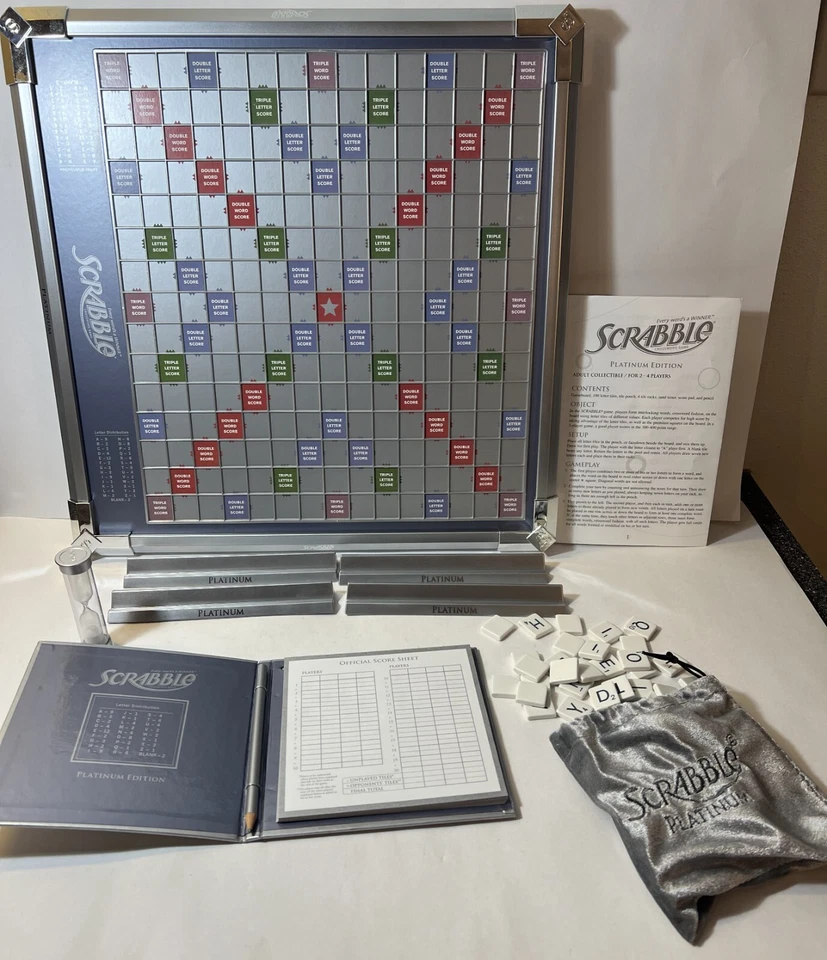 Scrabble Platinum Edition Adult Collectible Rotating Board Missing Pencil - Image 3 of 4