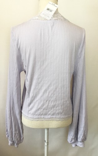 New Free People Lace Trim Cropped Cardi Top Blouse - Picture 6 of 8