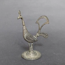 ANTIQUE SILVER PLATED EYELINER MAKE UP PEACOCK BIRD FLASK