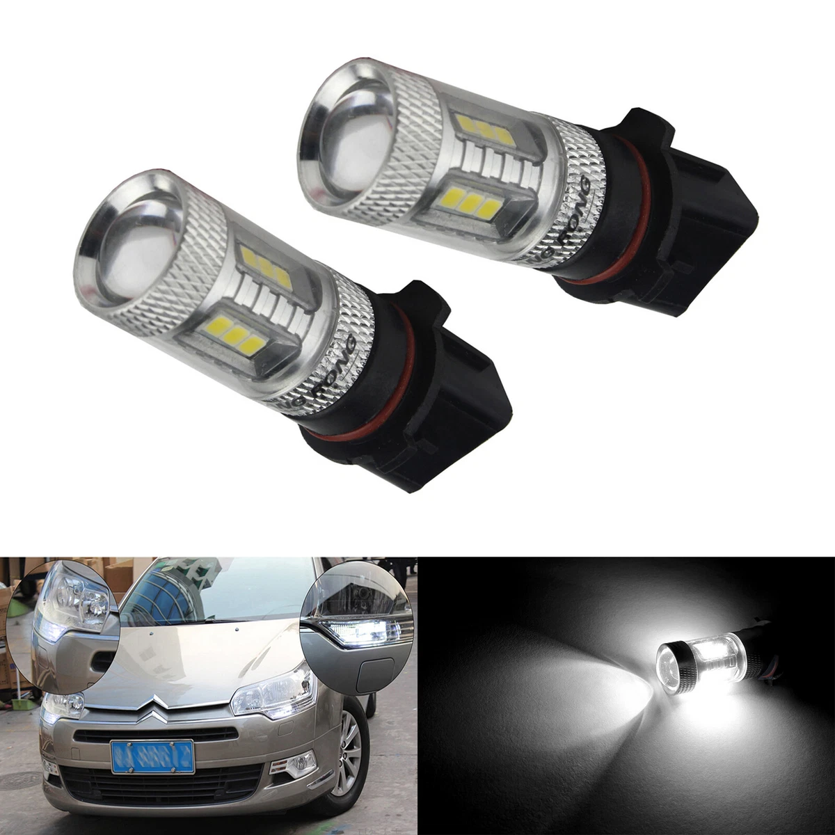 P13W PSX26W LED Sidelight Fog Daytime Light DRL Bulbs For Skoda Yeti 5L Peugeot