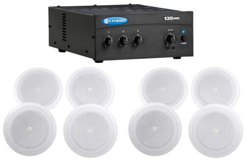 Crown 135MA 35 Watt Amplifier+(8) 8" JBL Speakers For Restaurant/Bar/Cafe