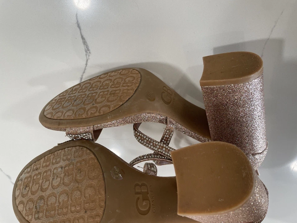 GB Gianni Bini 8,5 блеск блестящий со стразами с ремешками сандалии обувь - Изображение 4 из 4