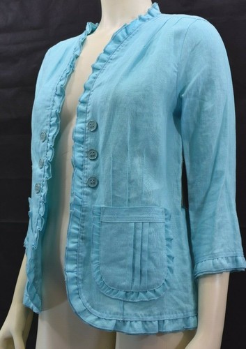 MULTIPLES RUFFLE TRIM LINEN JACKET SZ SM NEW WITH TAG - Picture 2 of 4