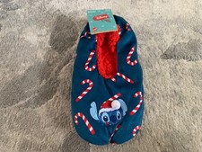 Disney Stitch Slipper Socks Woman  s Size 4-10 Snuggle Toes Christmas Candy Cane